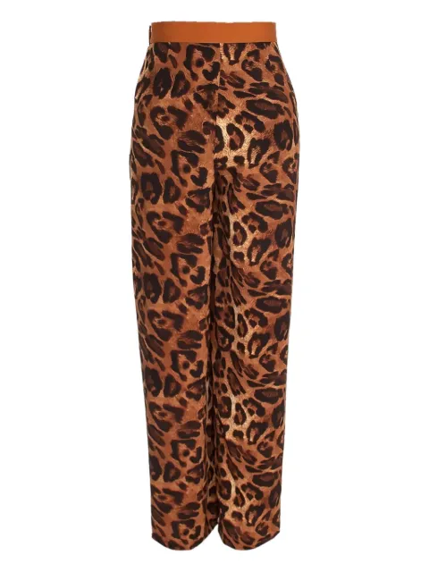 MYSTIQUE leopard-print slit trousers Brown MPA27103
