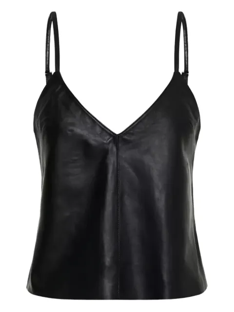 One Teaspoon V-neck leather tank top Black 25990BLACK