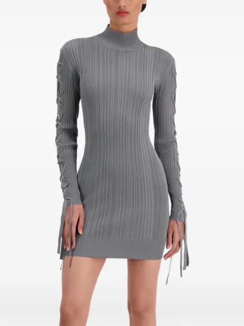 Hervé Léger ribbed tie-detail mini dress Grey 46GRO8362001062