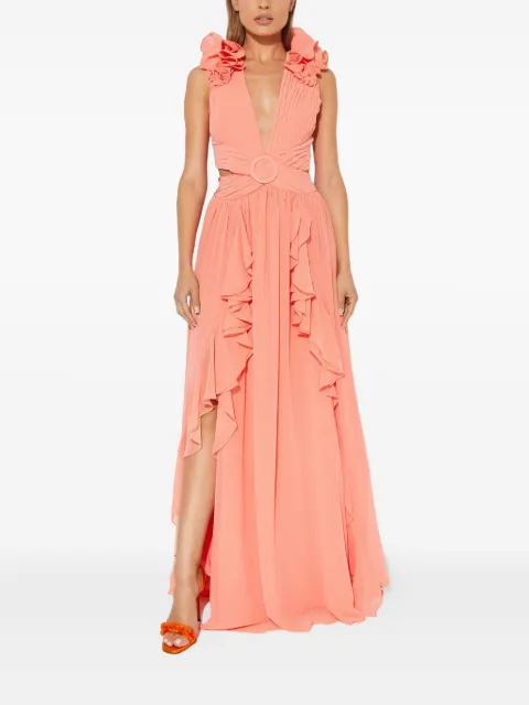 PatBO ruffled-hem maxi dress Orange VEL20605USAPRICOT
