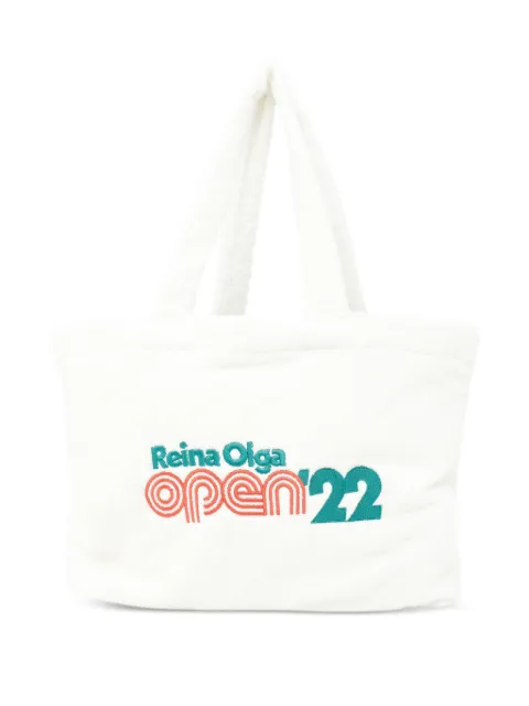 Reina Olga logo-embroidery beach bag White STEFANOSTOTEWHITE