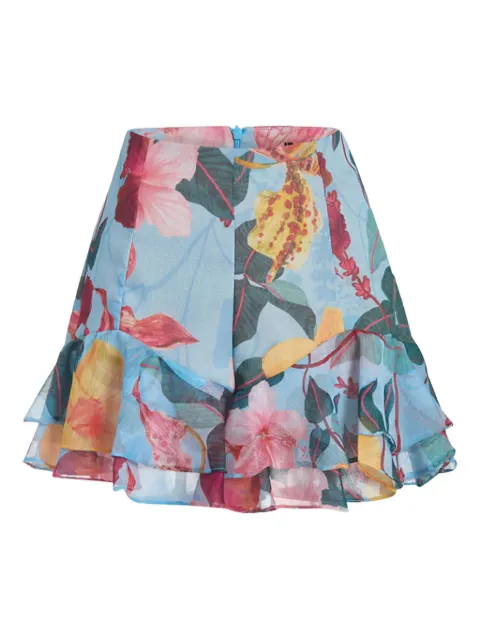 PatBO ruffled floral shorts Blue SHO22002USCELESTE