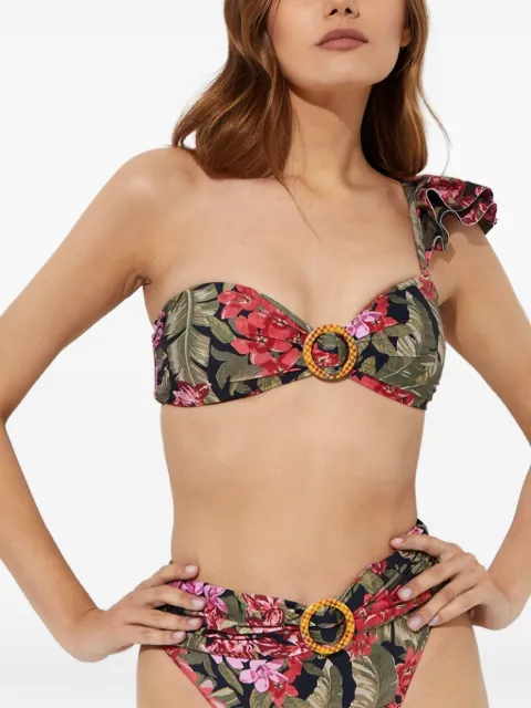 Beach Riot Rita ruffled floral-print bikini top Green BR12111S2FUOR