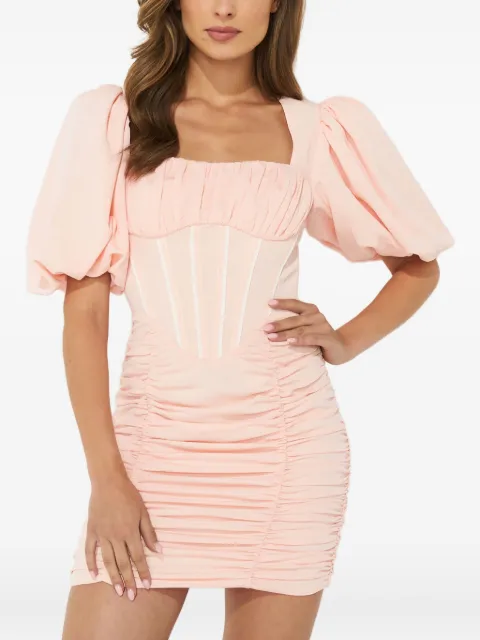 Marianna Senchina Ariel puff-sleeve ruched dress Pink SS22202DPEACHY