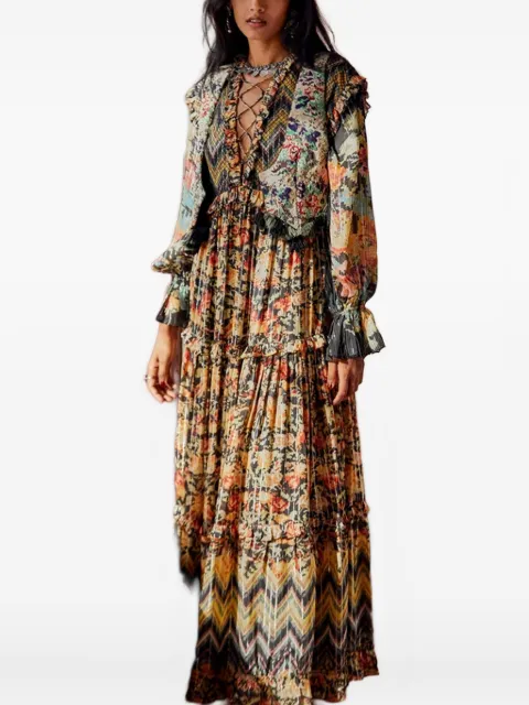 Hemant And Nandita Lief beaded jacquard gilet Brown HNLIEF5036MULTICOLOR