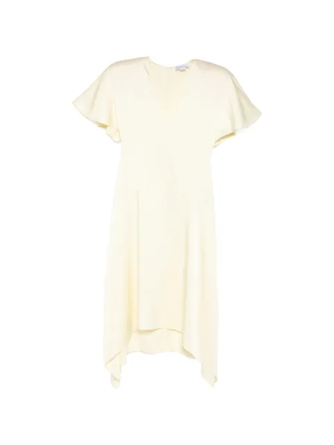 Stella McCartney V-neck short-sleeve satin midi dress Neutrals 6A06573FU302