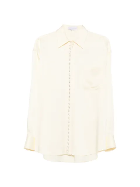 Stella McCartney oversized pearl-button satin shirt Yellow 6201883FU302