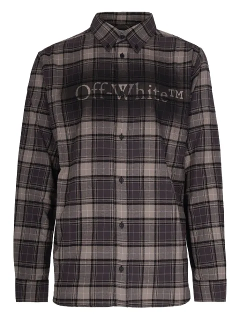 Off-White plaid long sleeve shirt Grey OMGE04MF25FAB0030710