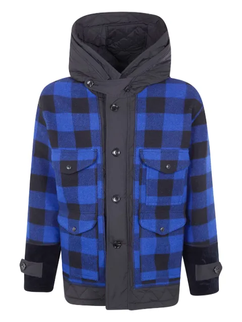 Junya Watanabe MAN hooded check-pattern jacket Blue WPJ031