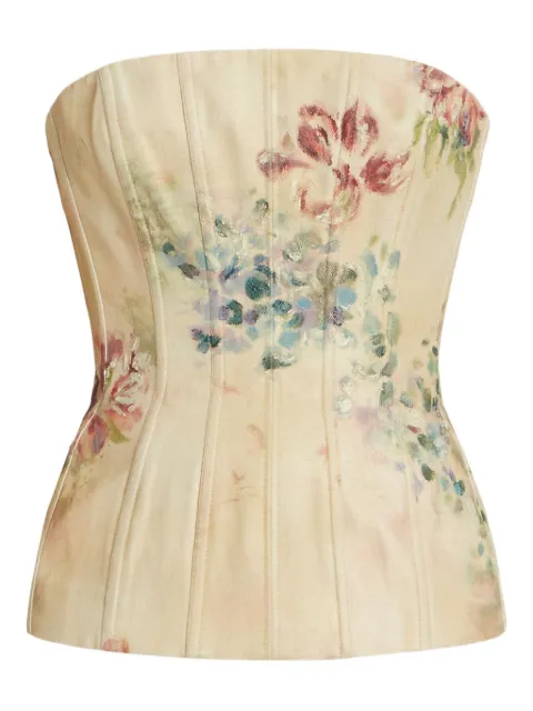 Ralph Lauren Collection floral-pattern strapless top Neutrals 290933621001