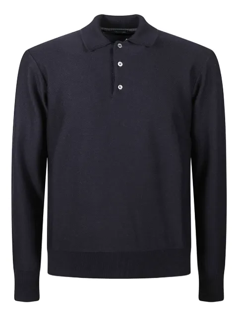 Drumohr merino-wool long-sleeve polo shirt Blue D9M145SP