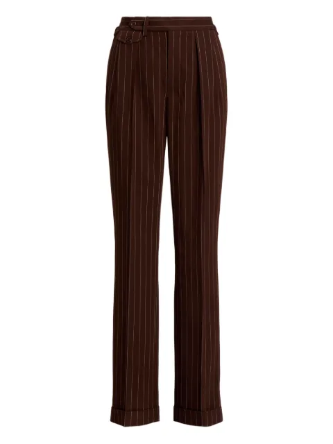 Ralph Lauren Collection pinstripe-pattern buckle-detail trousers Brown 290919044001