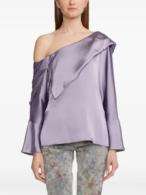 Ralph Lauren Collection one-shoulder bell-sleeve top Purple 290926179002
