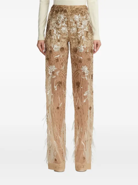 Ralph Lauren Collection sequined feather-details trousers Neutrals 290945709