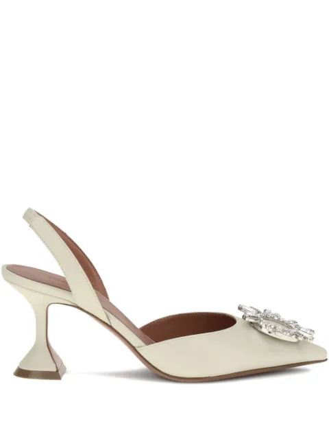 Amina Muaddi 70mm Begum crystal-embellished slingback mules Neutrals 15S365640BEG