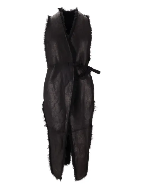 Rick Owens shearling belted coat Black RO02E4950LSHCR