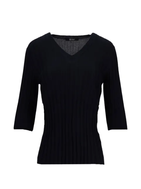 La-Rose ribbed-knit V-neck top Black MG305