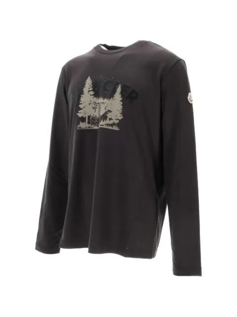 Moncler graphic-print long-sleeve T-shirt Grey K20918D0001689AZ9