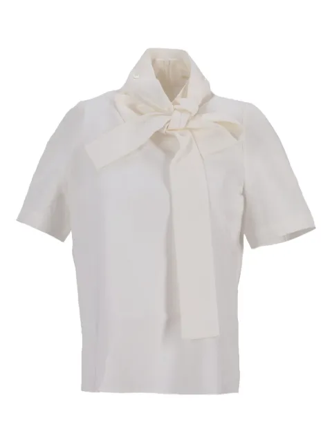 SHUSHU/TONG tie-neck blouse White MWDETO03STC011