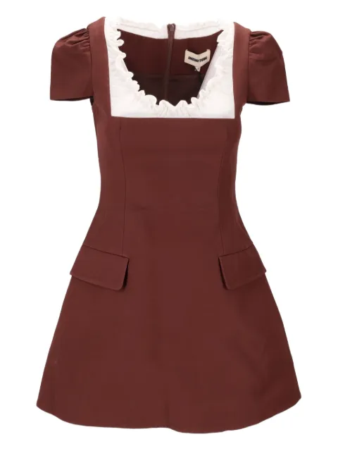 SHUSHU/TONG scalloped short sleeve dress Brown MWDEDR17BPP565