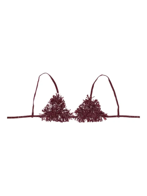 Alanui Kids tinsel-effect bra Red LWAE006E25MAT001
