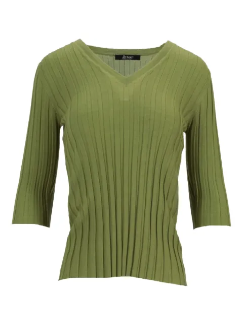 La-Rose V-neck ribbed top Green MG305