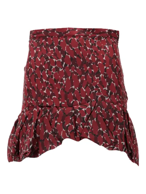 Saint Laurent ruffled abstract-print mini skirt Red 843929Y4J65