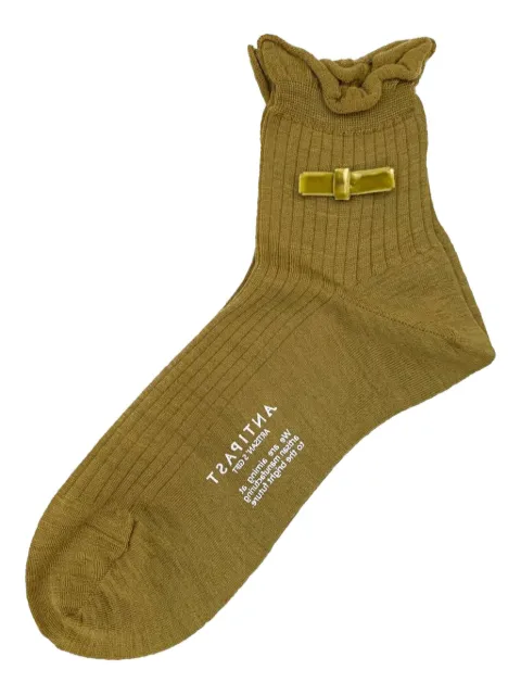 Antipast ruffled bow-detail socks Green ANP50AK