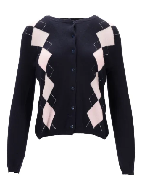 LA ROSE diamond-pattern cardigan Blue GDC22803