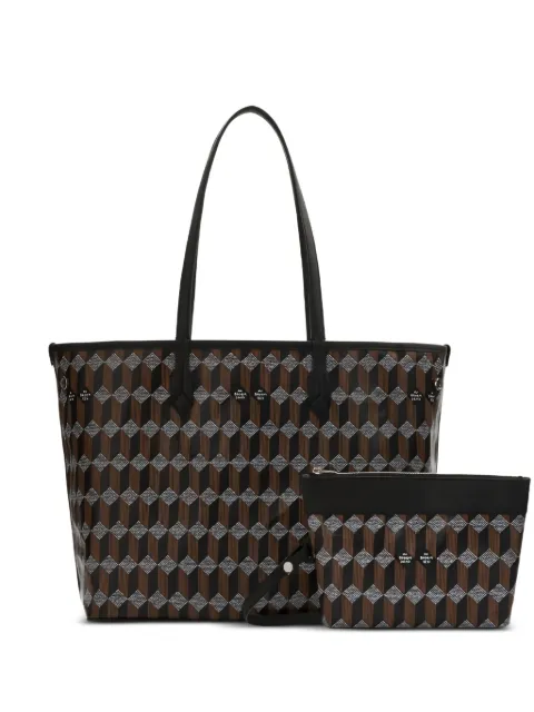 Au Départ No.47 geometric pattern tote bag Brown BWTT005
