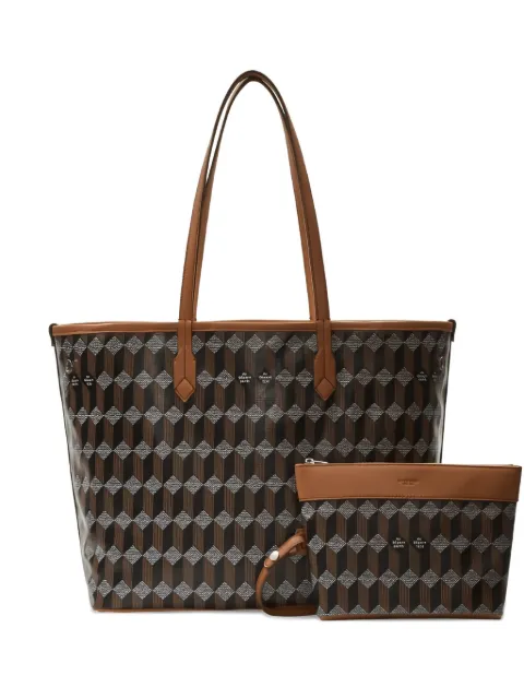 Au Départ No.47 geometric-print tote Black BWTT005