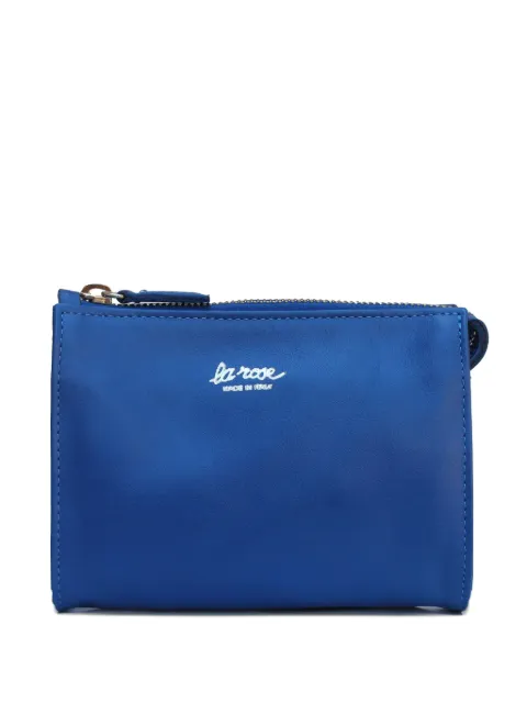 LA ROSE logo-print leather make up bag Blue 50131