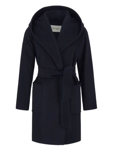 Max Mara Rialto hooded belted coat Blue 2421016022600