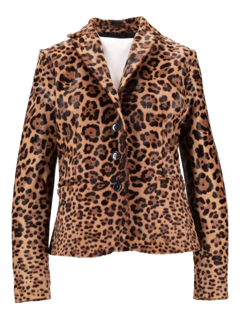 La-Rose leopard-print leather jacket Brown 1619