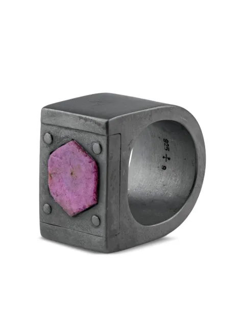 Parts of Four sterling silver Plate Ruby ring Black 12143KARUS