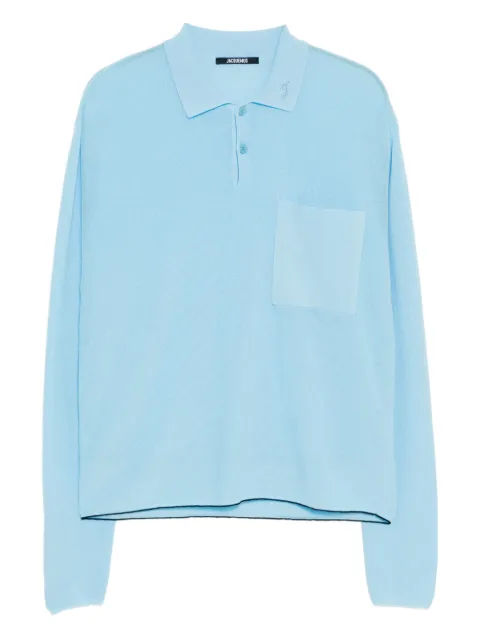 Jacquemus Pocket Long-Sleeved Polo Shirt Black POM00603AK00274