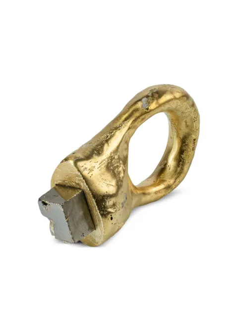 Parts of Four gold-plated Giant Roman Pyrite ring Gold E150127AGPYR