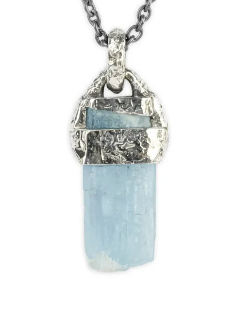 Parts of Four 10K white gold fused Talisman aquamarine necklace Silver K523KA10KWAQU