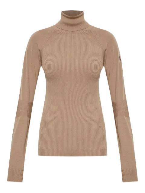 Moncler Grenoble logo-appliqué ribbed-knit jumper Neutrals L20989F00007M1122