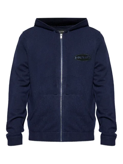 Zadig&Voltaire logo-patch zip-up hoodie Blue KMCA01273