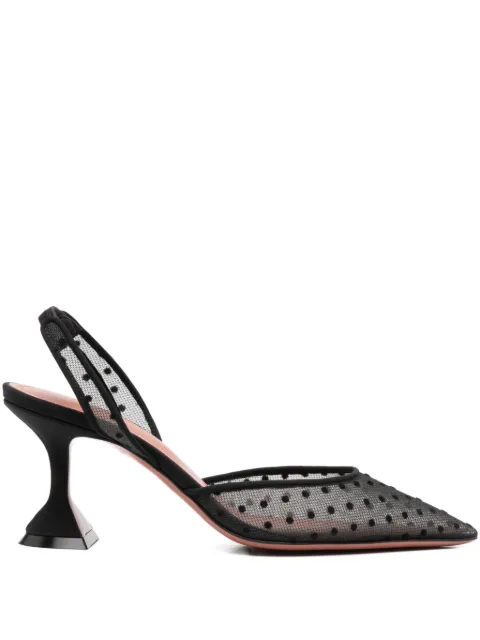 Amina Muaddi 70mm polka-dot pattern sling-back pumps Black HOLLILACESLING70