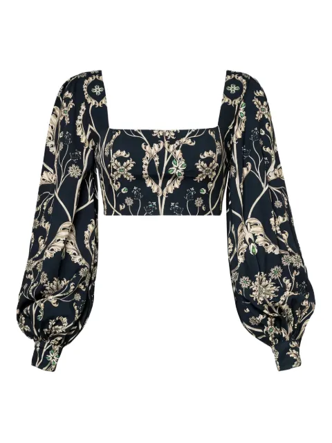 Agua By Agua Bendita Pera Gema balloon-sleeve top Black 14452MULTICOLOR