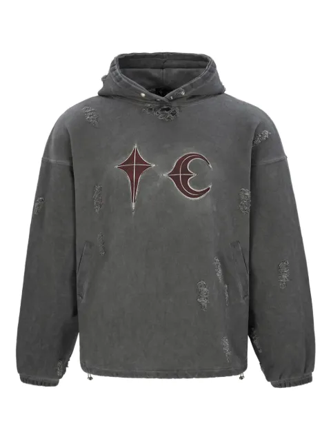 THUG CLUB Rock distressed-details hoodie Grey TC23TS0101