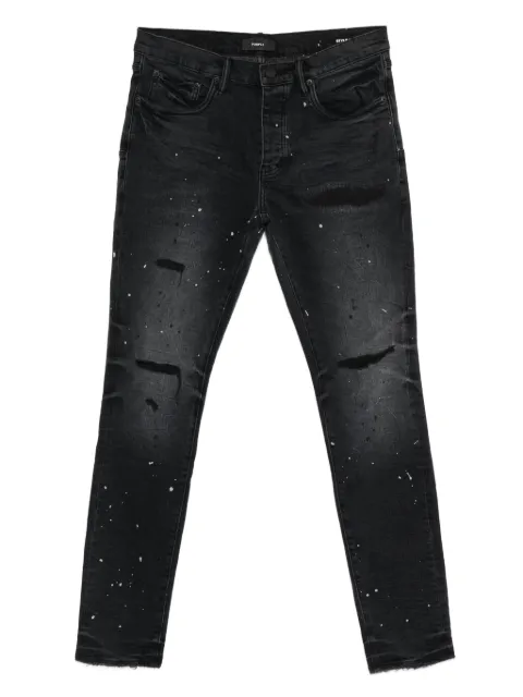 Purple Brand distressed splatter denim Black P001CRPR