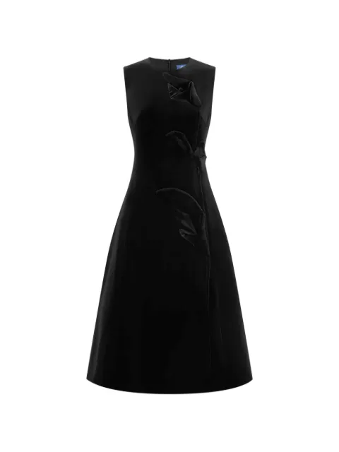 Leo Lin Cleo floral-appliqué midi dress Black LLRE260782