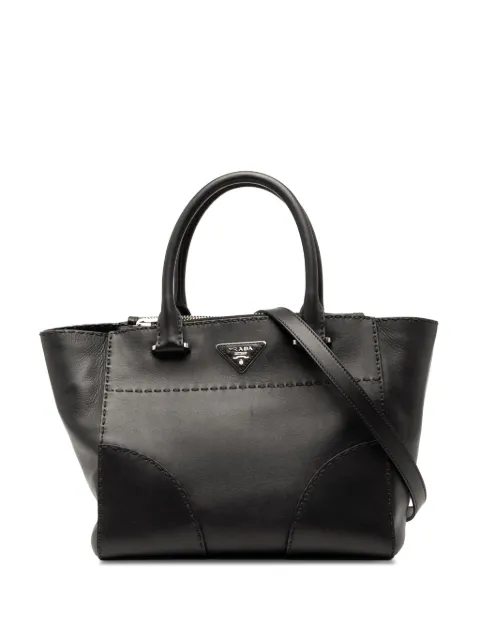 Prada Pre-Owned 2010-2025 Small City Calf Stitched Twin Pocket satchel Black 7YDQEVMU6WQN1G44
