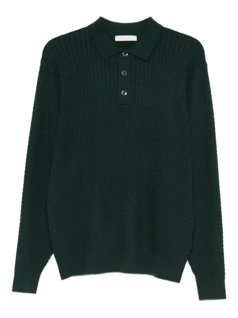 DIKTAT cable-knit polo shirt Green DK97011VERDEBOSCO