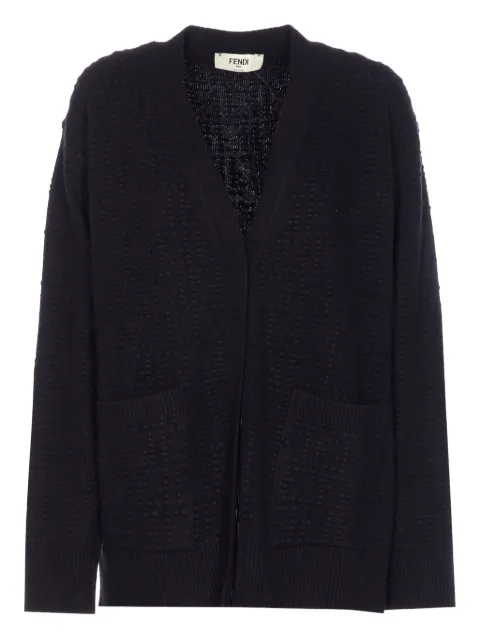 FENDI bobble-knit patch-pocket cardigan Black FZE549AYM0