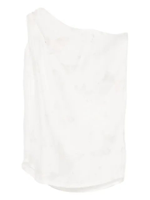 BLAKLACE butterfly one-shoulder top White BLKC0016