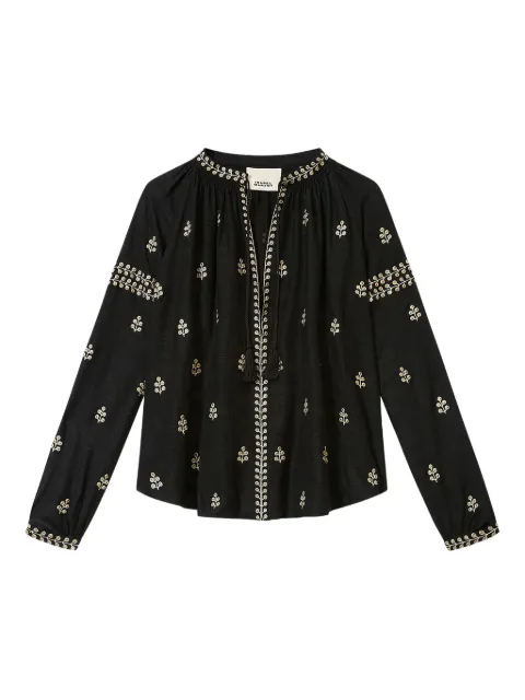 ISABEL MARANT Rodis embroidered tussar silk blouse Black HT0826FAD1J12I